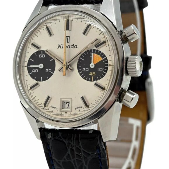 Vintage Nivada 36mm Men's Dato Swiss Valjoux 7734 Chronograph Watch - Picture 1 of 9